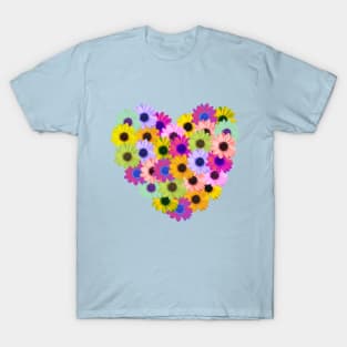 Daisy heart - spa blue background T-Shirt